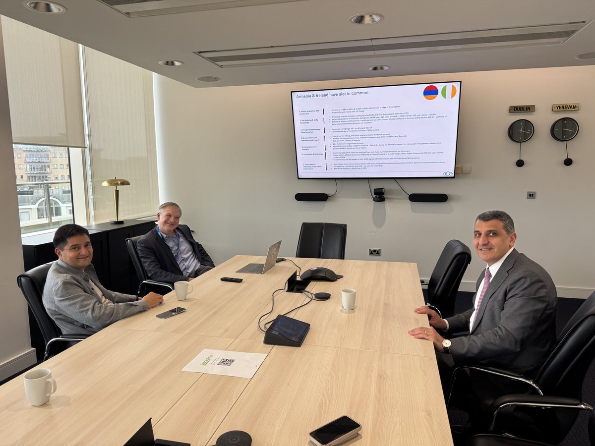 VaruzhanN's tweet image. Very glad to visit @imagine5G in Dublin, an Irish broadband company now majority-owned by Armenian @teamgroupinc Encouraging to see 🇦🇲🤝🇮🇪 business links growing stronger. Many thanks to Alik and Nail for the excellent tour!