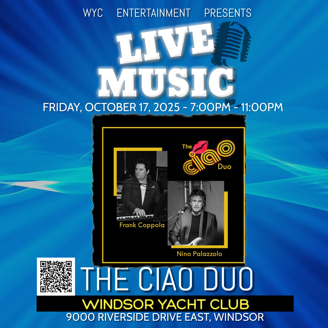 wyc1937's tweet photo. Attention WYC Members - Live Music at WYC

The Ciao Duo - Oct 17, 7pm - 11pm

Looking to become a member? No boat needed. 
Visit https://t.co/qo841kFzsV

#WYC85Years #wyc1937 #windsoryachtclub #liveentertainment #livemusic #yachtclub #music  #dinner #YQG #boatinglife https://t.co/6R0dXb3Fk3