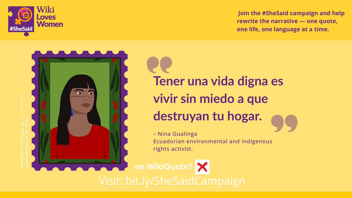 WikiLovesWomen's tweet image. Stories connect us. When women share theirs, they build bridges of empowerment, solidarity &amp;amp; inspiration. 💬

Add their words to Wikiquote — so women’s voices are remembered &amp;amp; celebrated across languages and generations. 🌍📚

#SheSaid2025 #WikiLovesWomen #KnowledgeEquity