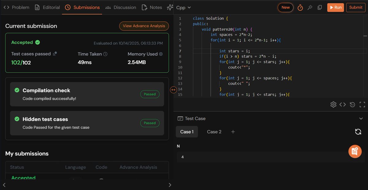 amansharma264's tweet image. ๐ Completed Step 1 - Lecture 2 of the #TUFWinterArc with Striver Sirโs (@takeUforward_ ) A2Z DSA Course!
Solved all 22 pattern questions on TUF+ and revised key concepts.
Motivated to stay consistent! ๐ช
#DSA #CodingJourney #StriverA2Z #Consistency #TakeUForward