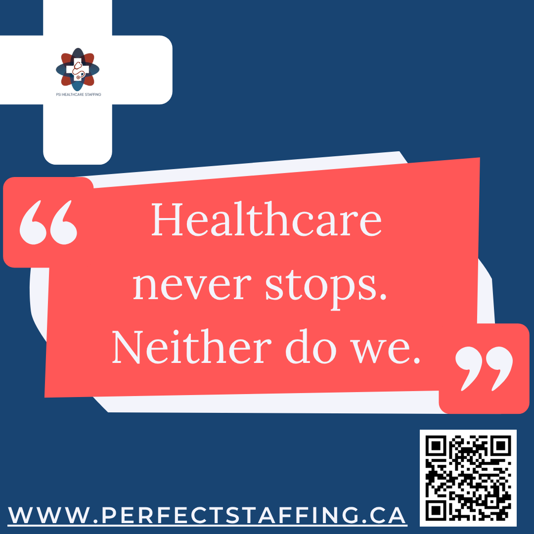 At PSI Healthcare Staffing, we are committed to delivering exceptional and compassionate healthcare services through top-notch professionals across Ontario, 24/7. 
Connect with us today to experience unparalleled care and dedication. #nurses #psws #healthcarestaff #Ontario