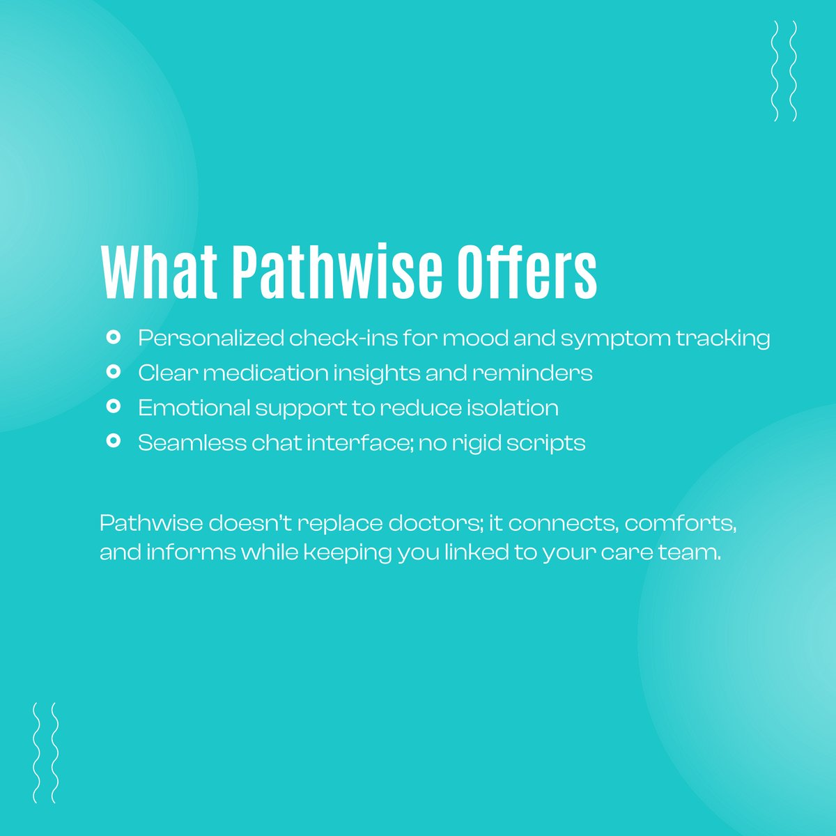Nick_Kramer91's tweet photo. When tech actually understands humans, healthcare changes.

Pathwise is your smart, empathetic companion, always there to guide, track, and support.

Try the demo and see how patient care can be smarter and more personal. 🌐

#AIHealthcare #Pathwise #DigitalHealth #MedTech #HealthTech #AICompanion #PatientSupport #PersonalHealth #AIForGood #PatientCare #DigitalCare #HealthInnovation