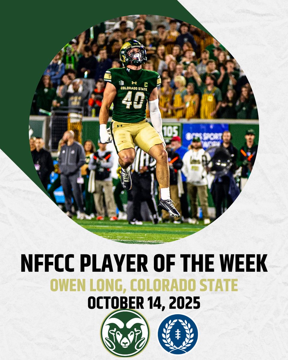 Colorado NFF (@nffcolorado) on Twitter photo The Week 7 <a href="/NFFNetwork/">National Football Foundation</a> - Colorado Chapter Player of the Week goes to <a href="/CSUFootball/">Colorado State Football</a> LB Owen Long!
#ColoradoFootball <a href="/CSURams/">Colorado State Rams π</a> The Week 7 <a href="/NFFNetwork/">National Football Foundation</a> - Colorado Chapter Player of the Week goes to <a href="/CSUFootball/">Colorado State Football</a> LB Owen Long!
#ColoradoFootball <a href="/CSURams/">Colorado State Rams π</a>