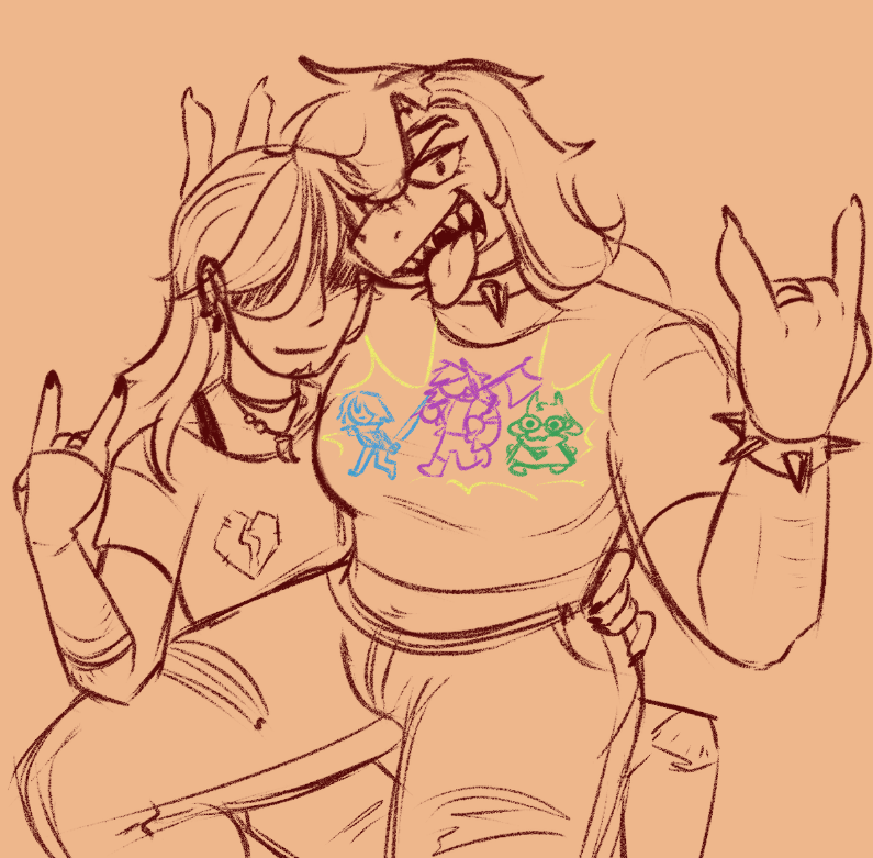 #deltarune #krusie 

aged up Susie and Kris
should i color them?