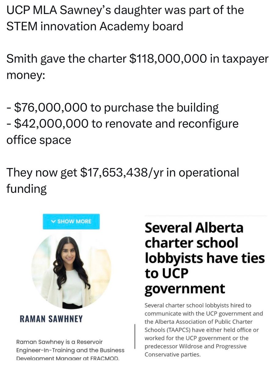 MagicMan_CalJr's tweet image. That’s wild. She’s using taxpayers’ money to fund her friends' businesses. Education funds for children are not the UCP’s piggy bank!