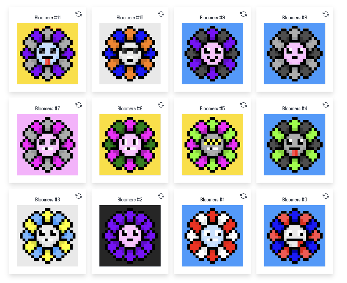 🌼 Bloomers by <a href="/meta_person/">metaperson</a> are blooming now on <a href="/base/">Base</a> 🟦

A fully on-chain collection of generative pixel flowers, 
each one unique, alive and forever rooted on-chain.

📦 Supply: 5000
💰 Free (0.0004 fee)
⛓️ Chain: Base
👉 Mint now on mintbay

Even in digital soil, something