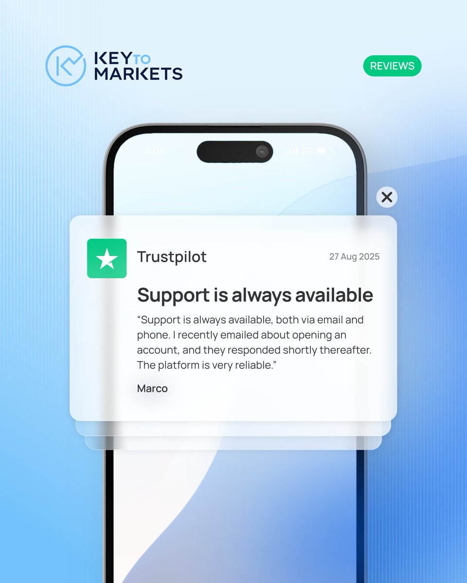 keytomarkets_EN's tweet photo. ⭐️⭐️⭐️⭐️⭐️
We’re proud to provide support you can always count on.
Thank you, Marco, for sharing your experience with us! 💬

At KeyToMarkets, reliability isn’t just a promise - it’s our standard.

#KeyToMarkets #ClientFeedback #Trustpilot #CustomerReview #TradingCommunity https://t.co/AqofZOJ9qm