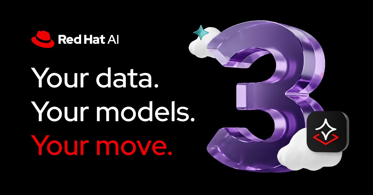 RedHat's tweet image. Whether you&apos;re looking to increase efficiency, collaborate more effectively, or deploy anywhere, explore what @RedHat_AI 3 means for your business.  red.ht/3W4foxY [2 of 3]