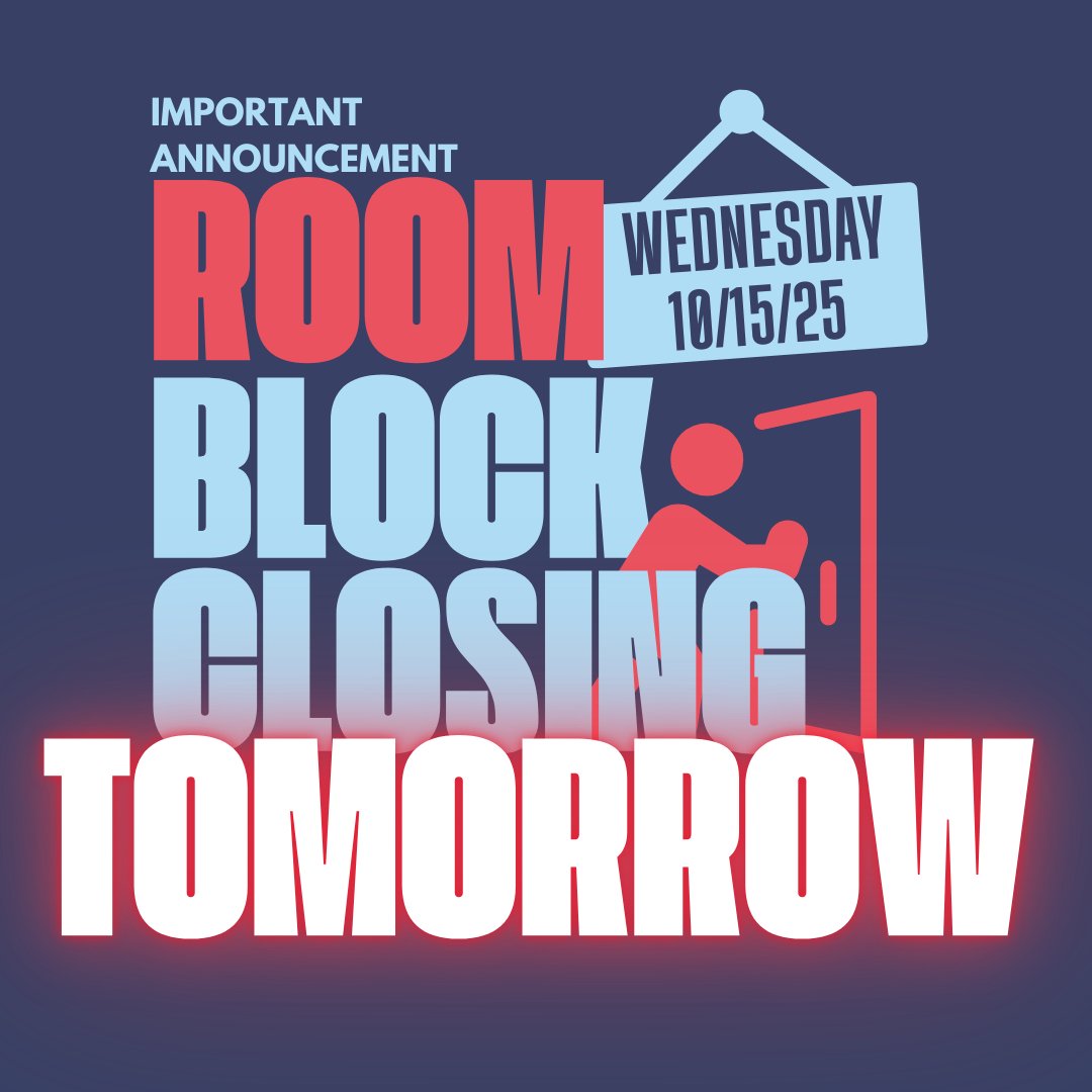 ⚠️ One day left! The SCS room block at The DeSoto closes tomorrow. Don’t miss $100+ nightly savings and the chance to stay where the action is. Book before it’s gone!