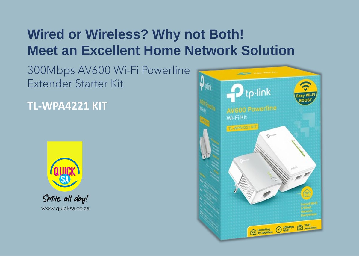 QuickSA_Online's tweet photo. Extend Your Wi-Fi to Any Room!

Based on the Powerline technology, your network extension is never limited to the primary coverage of your router.

Visit our online shop https://t.co/G0f23GBEVs
We're available on WhatsApp: +27 68 238 1449 https://t.co/LZIhYweCye