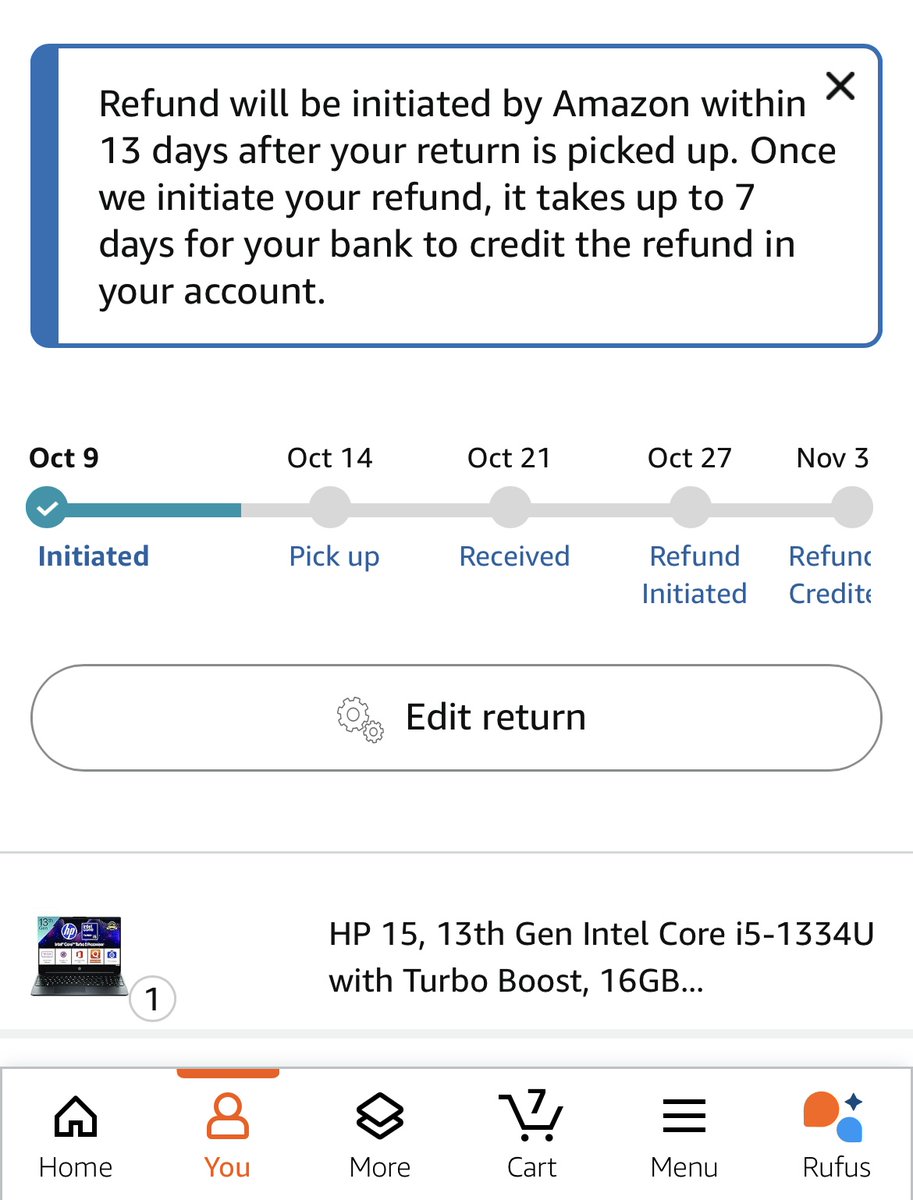 1_st_Cypher's tweet image. visibility):

@amazonIN return process = delay after delay. Pickup for my defective laptop was scheduled on Oct 12, 13 &amp;amp; 14 — all cancelled without reason. Still no refund no pickup.

@AmazonHelp this is beyond frustrating. #Amazon #ConsumerRights #amazonfail