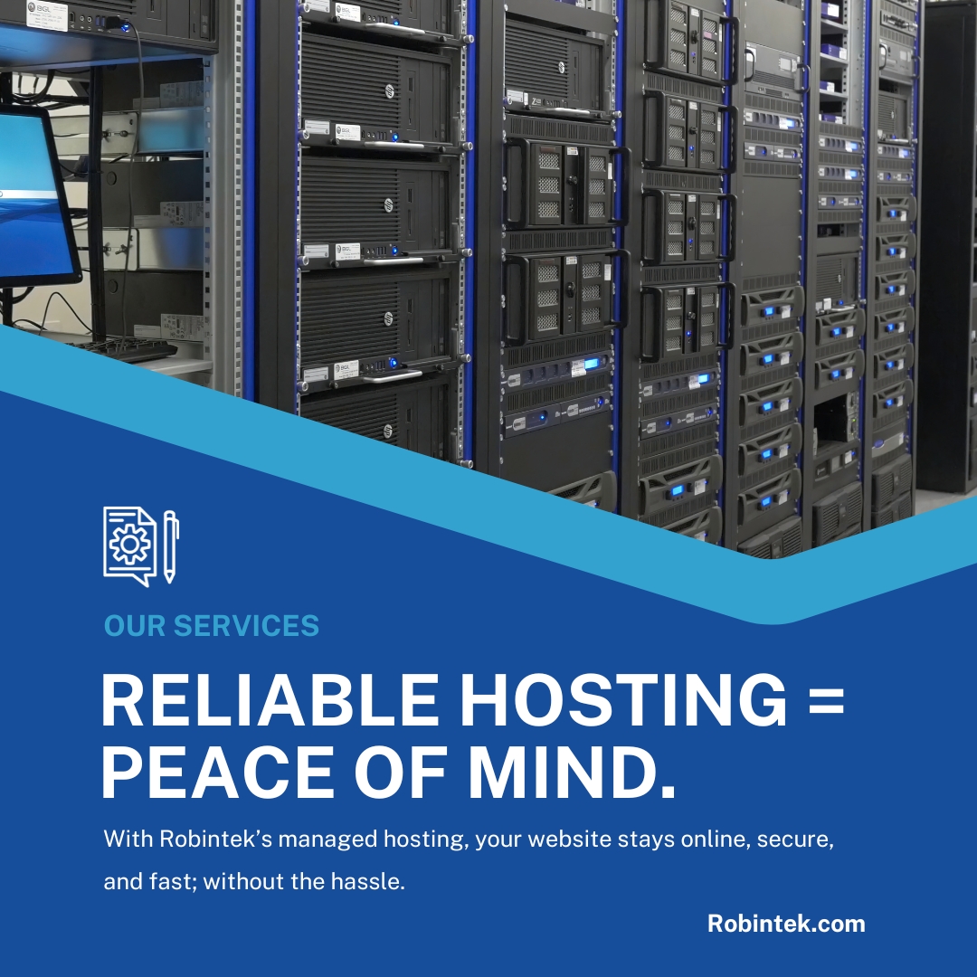 robintek's tweet image. Reliable hosting = peace of mind.
With Robintek’s managed hosting, your website stays online, secure, and fast; without the hassle.

Local + cloud backups
Weekly maintenance
Scalable resources

#ManagedHosting #WebsiteSupport #RobintekHosting