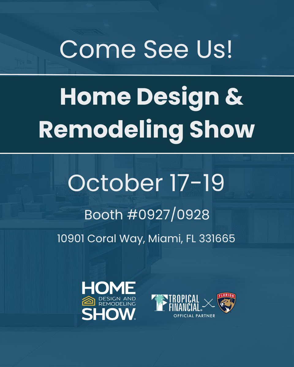 Join us at the Home Design and Remodeling Show! 🏠

Our Mortgage team will be ready to talk through your goals, show you how our financial services can help, and answer all your questions. Stop by and say hello!

📍Miami-Dade County Fair &amp; Expo
🕛 Fri–Sat: 12–8 PM | Sun: 12–7 PM