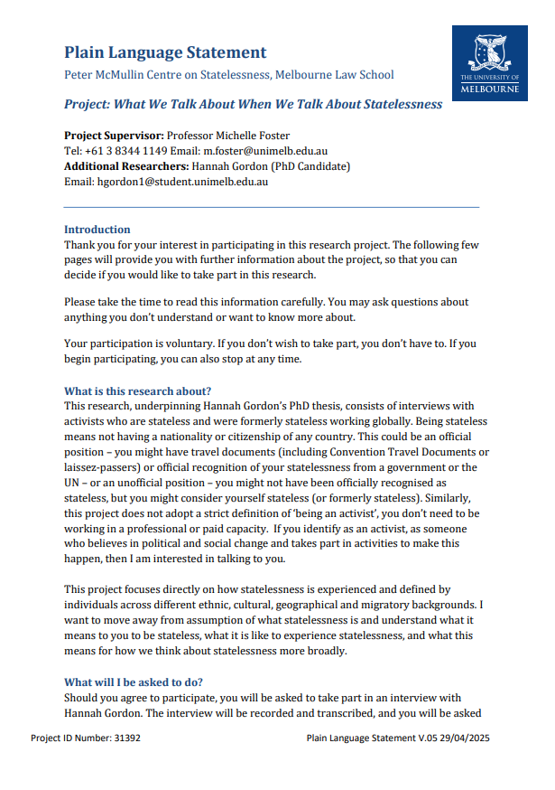 institute_si's tweet image. 💬 Researchers are inviting #stateless activists to take part in a PhD project exploring how #statelessness is experienced and understood worldwide. Participation involves a 1–2 hour online interview with reimbursement. Find out more here 👉 
bit.ly/4pUZ14i