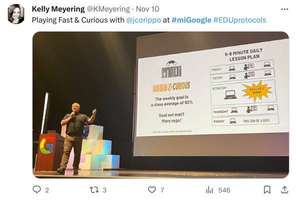 michGoogle's tweet image. 🎉🗣️ @jcorippo rocked the stage at the 10th annual #miGoogle conference, sharing game-changing tips! 📝🚀 Learn how to achieve better student results while working LESS with easy-peasy #eduprotocols.
💥 Join the mailing list for updates ➡️  sowash-ventures-llc.ck.page/4b080c17a3?utm…