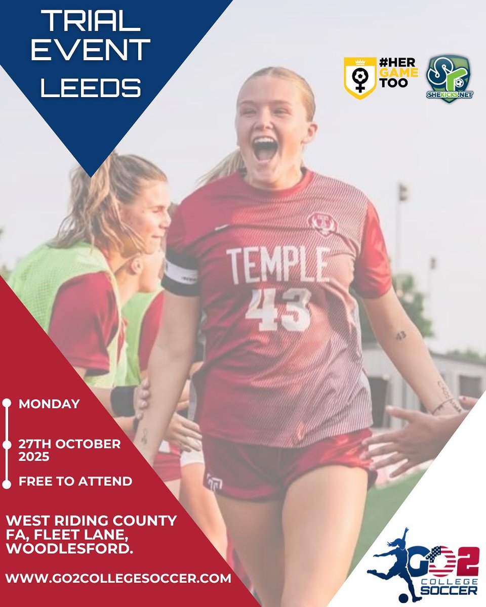 🚨𝙐𝙥𝙘𝙤𝙢𝙞𝙣𝙜 𝙀𝙫𝙚𝙣𝙩 - 𝑳𝒆𝒆𝒅𝒔, 𝙀𝙣𝙜𝙡𝙖𝙣𝙙 🚨

We are already looking forward to our next event in Yorkshire which will be taking place on Monday 27th October in Leeds, England.

🇺🇸 Are you interested in playing and studying in America on a scholarship?

🔥 This