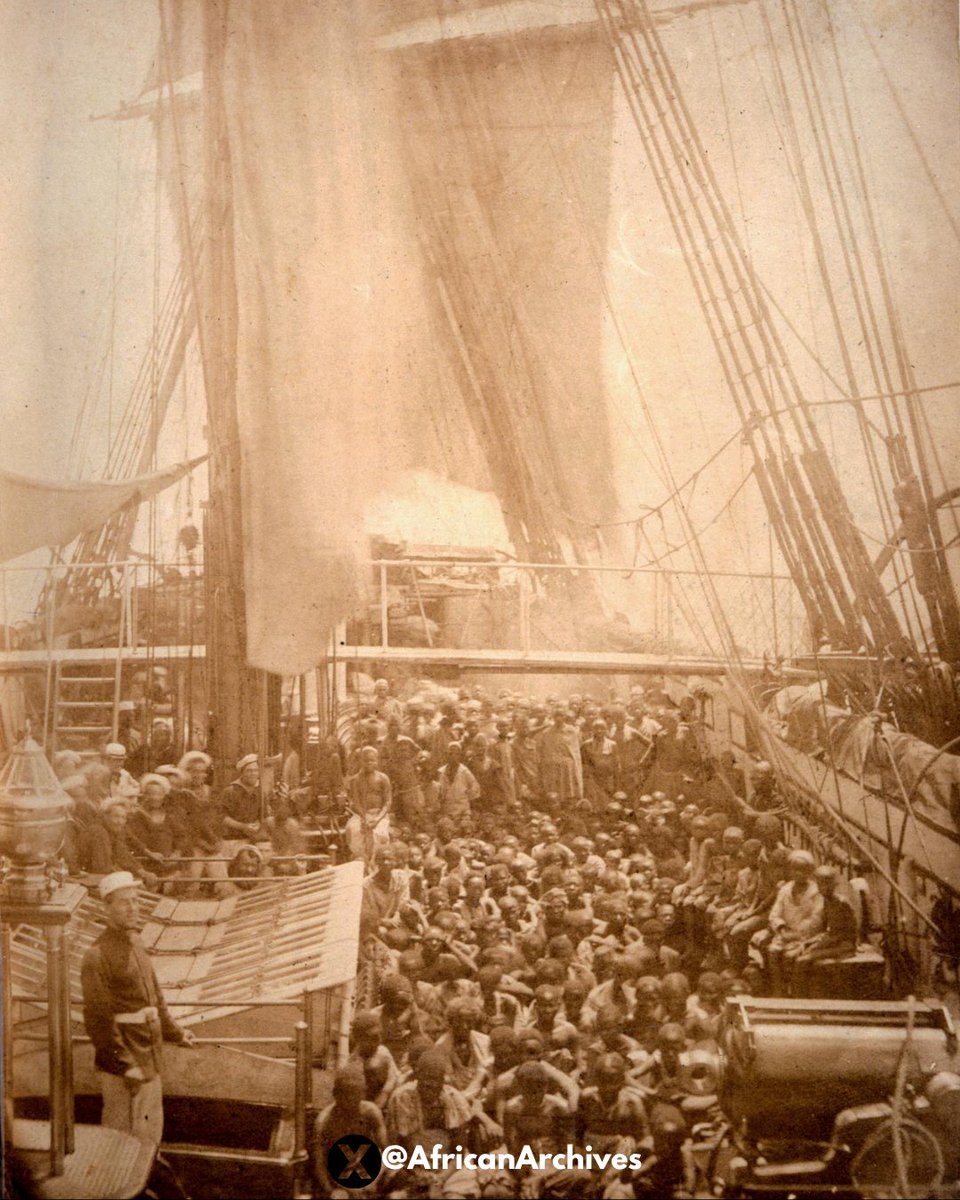 AfricanArchives's tweet image. History books say ‘slaves were brought to America’ but no one ever asked the free Africans if they wanted to leave their homeland. They were stolen, shackled, crammed head-to-toe in slave ships, traded for goods or sold.