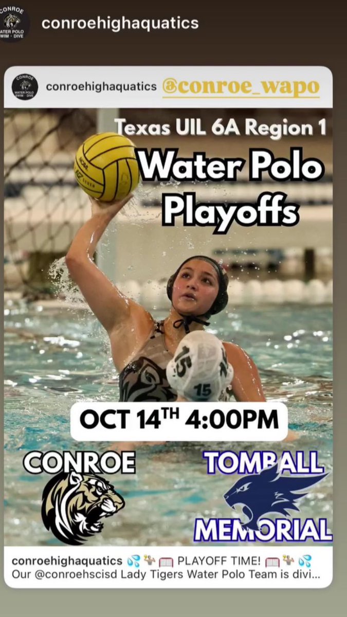 ConroeHighSwim's tweet image. Playoff gameday …let’s go! @Conroeathletics