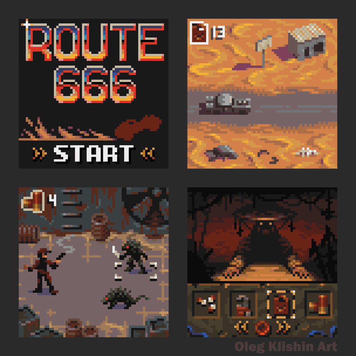 OlegKlishinArt's tweet photo. Hi, #portfolioday! I make #pixelart for games for the past 10 years. https://t.co/j3LWxzcR9a