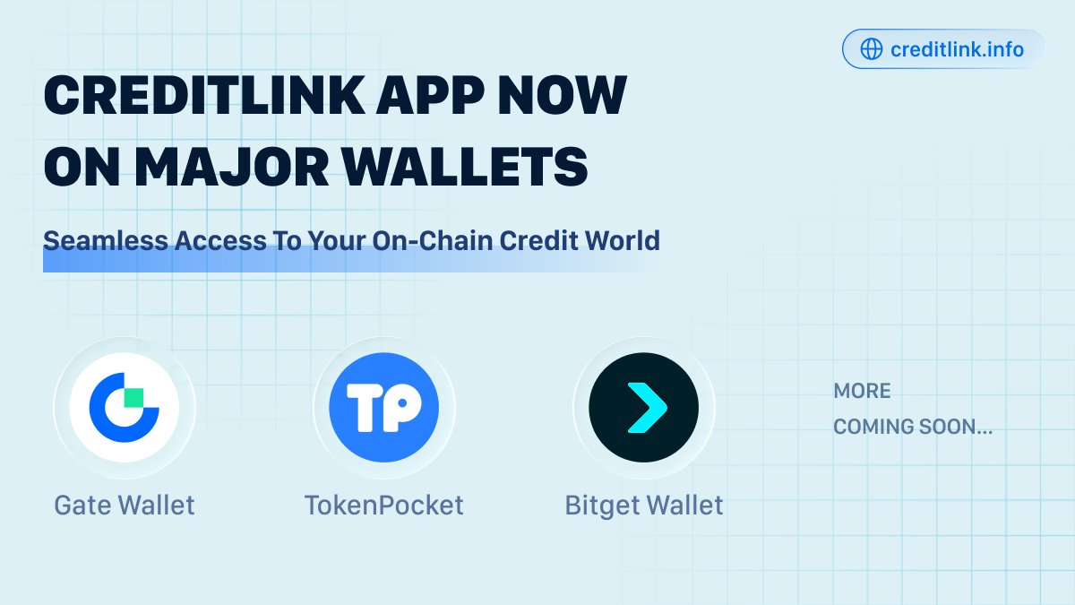 creditslink's tweet image. 🎉Big news! 
Creditlink App has been listed and supported by leading wallets — @GateWeb3_HQ , @TokenPocket_TP  &amp;amp; @BitgetWallet  🚀
Thanks for standing with us as we build the on-chain credit ecosystem together!
👉 app.creditlink.info
#CDL #Creditlink #TokenPocket #Bitget