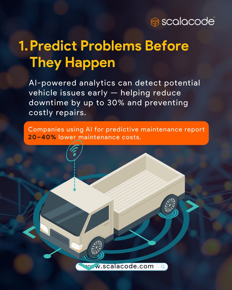 scala_code's tweet image. Smarter fleets start with AI. 

Predict breakdowns, plan efficient routes &amp;amp; drive safer—all automatically.

💡 Discover how AI is reshaping logistics:
👉 scalacode.com/blog/ai-in-fle…

#AI #FleetManagement #SmartLogistics #ScalaCode #DigitalTransformation