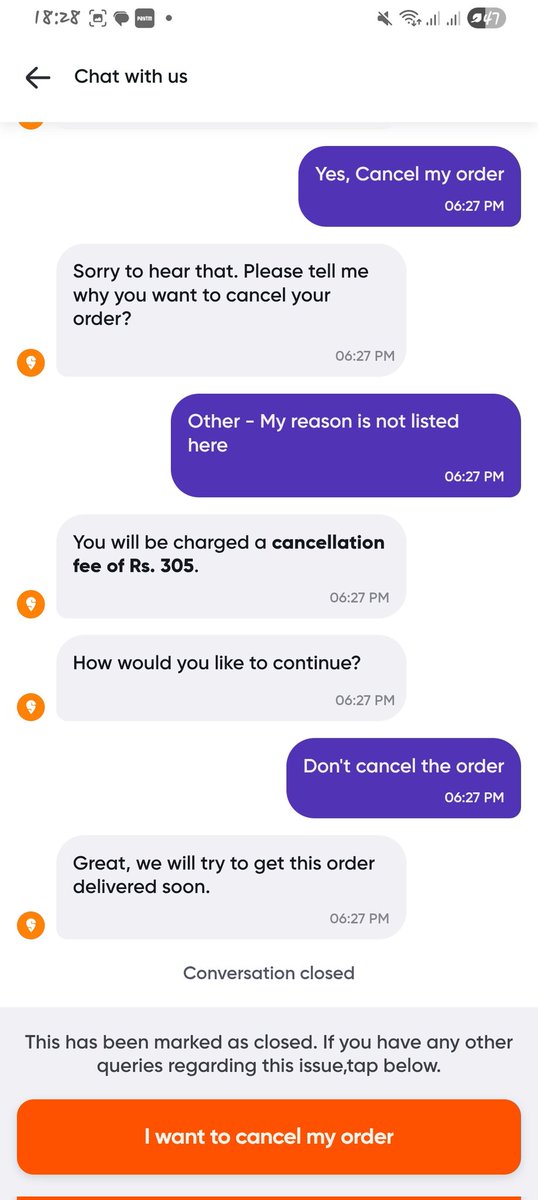 Aadityakumar_01's tweet photo. @Swiggy what kind of scam is this???
I recently ordered from Shama Biryani. The order amount for which was ₹305, but when I tried cancelling the order, the swiggy app is demanding ₹305 as cancellation charge. I want to cancel the order because they prepare tasteless food. https://t.co/d5JKofPXLd