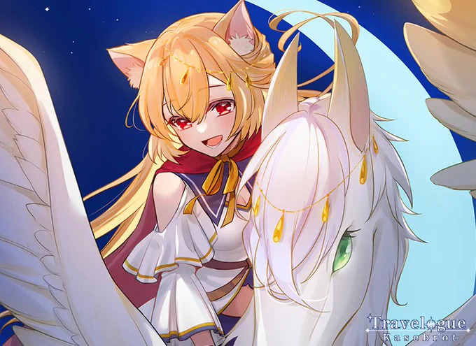 今回のジャケットは看板娘のリーナちゃんとペガサス、そしてびおくんは星座になっての登場です #M3秋2025 Kasebrot様のwebもぜひご覧ください