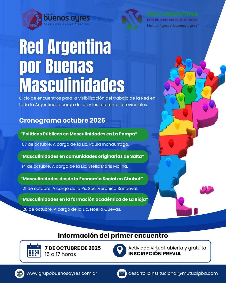 mutualgba's tweet photo. Te invitamos a participar del segundo encuentro del Ciclo para conocer acerca del trabajo que realiza la Red Argentina por Buenas Masculinidades en la provincia de Salta.

Inscribite completando el formulario: https://t.co/IL57elhcFo https://t.co/eRBZM6Xc56