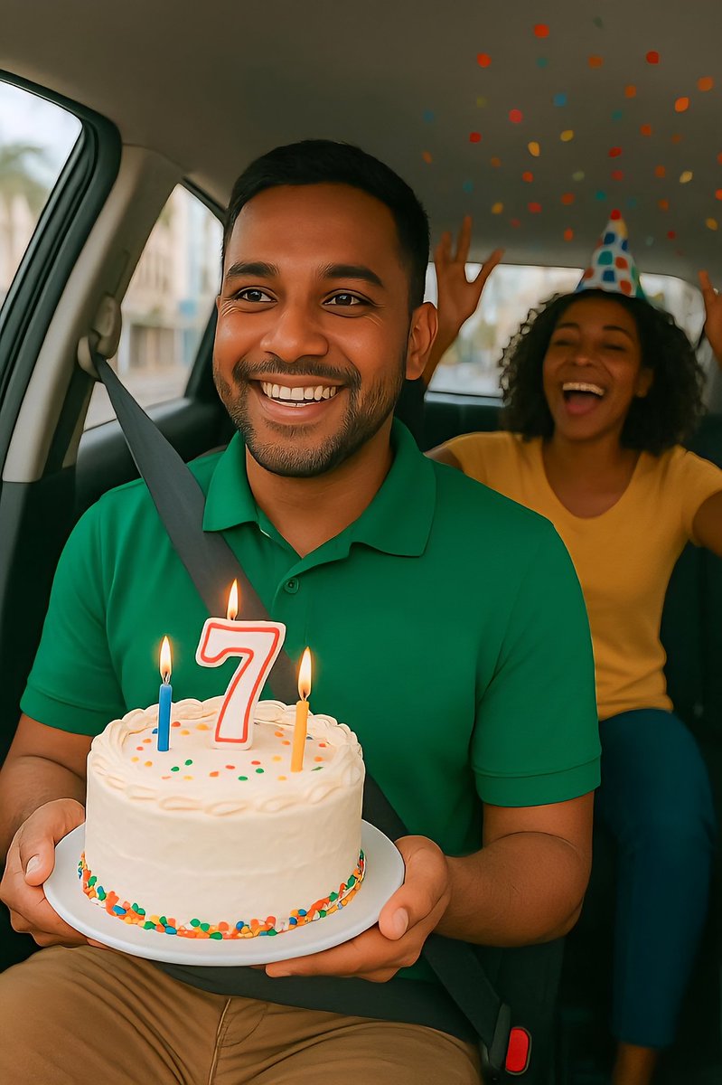 ridetravee's tweet photo. 🎂 Travee turns 7 today! 🚗💨
From that first ride to thousands of journeys later — it’s been one amazing ride because of YOU.❤️

👉 Check your email soon for your Travee birthday gift 🎁

#TraveeTurns7 #OneTapAway #TraveeLife #TrinidadandTobago https://t.co/c2NHqlI7tF
