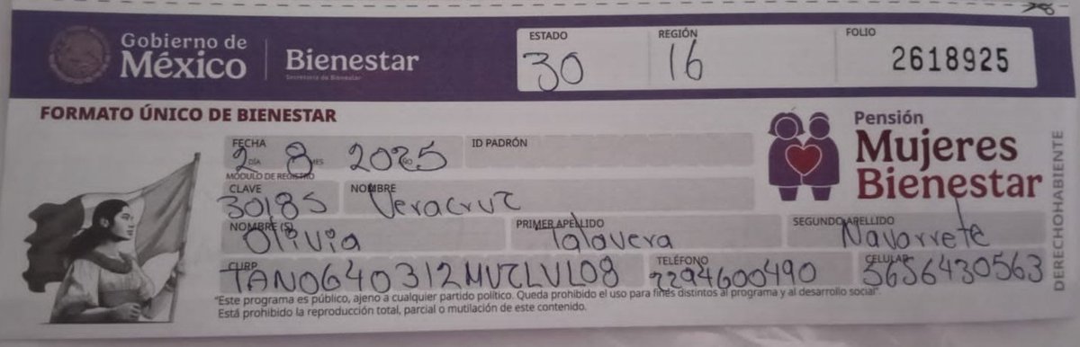tanolitan21's tweet photo. @bienestarmx
@A_MontielR
No he recibido msj de texto con el Folio de la Tarjeta Bienestar, me inscribí el 02 de Agosto en la sede del CECATI #42 de Veracruz Puerto. En la pág chequé con mi CURP y apareció día y hora. Anexo información https://t.co/SxZfHSFepR