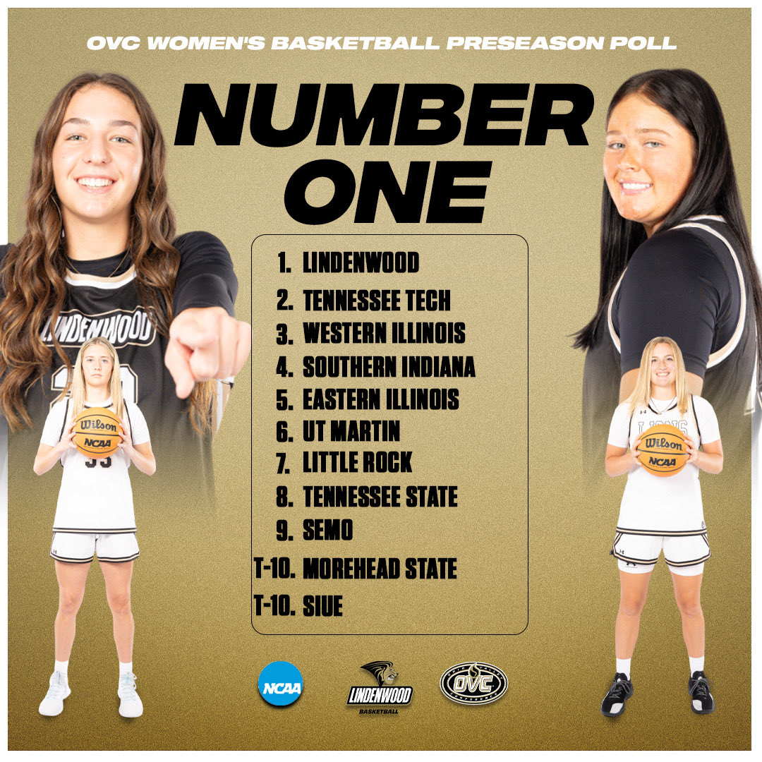 LU_Lions's tweet image. The @LindenwoodWBB 🦁🏀 squad was picked to finish first 🥇 in the @OVCSports preseason poll

Additionally, Mya Skoff and Gracy Wernli were tabbed as players to watch for the upcoming season 

📕 | tinyurl.com/fjsc8ntv

#TheHuntBegins x #OVCit
