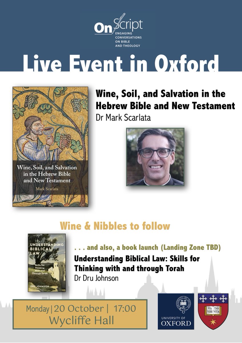 Dru_Johnson's tweet image. @OnScriptPodcast  live event at @WycliffeHall, University of Oxford.
THIS MONDAY at 17:00.