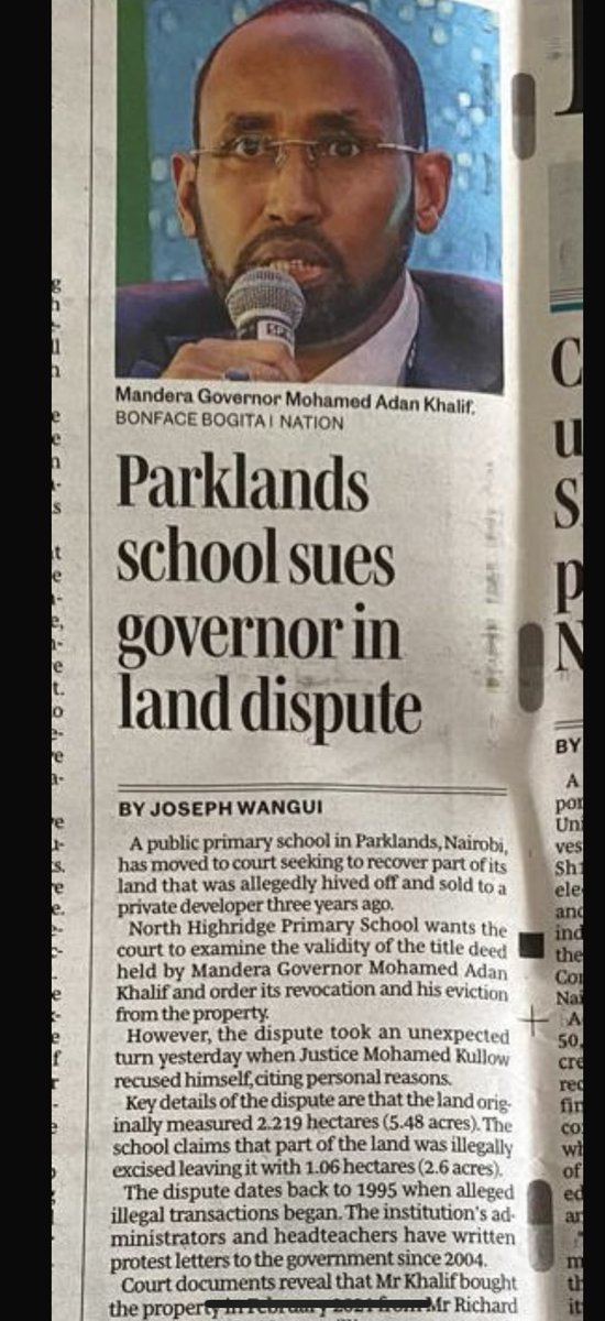 Honeyfarsafi's tweet photo. Mandera governor is grabbing a land belonging to a public school in Parklands  and has been sued!!!! Devolution money is being used to build high rise buildings. Wake up you Mandera people. You’re equally responsible for doing this to yourselves all the time! https://t.co/bRB9udozj7