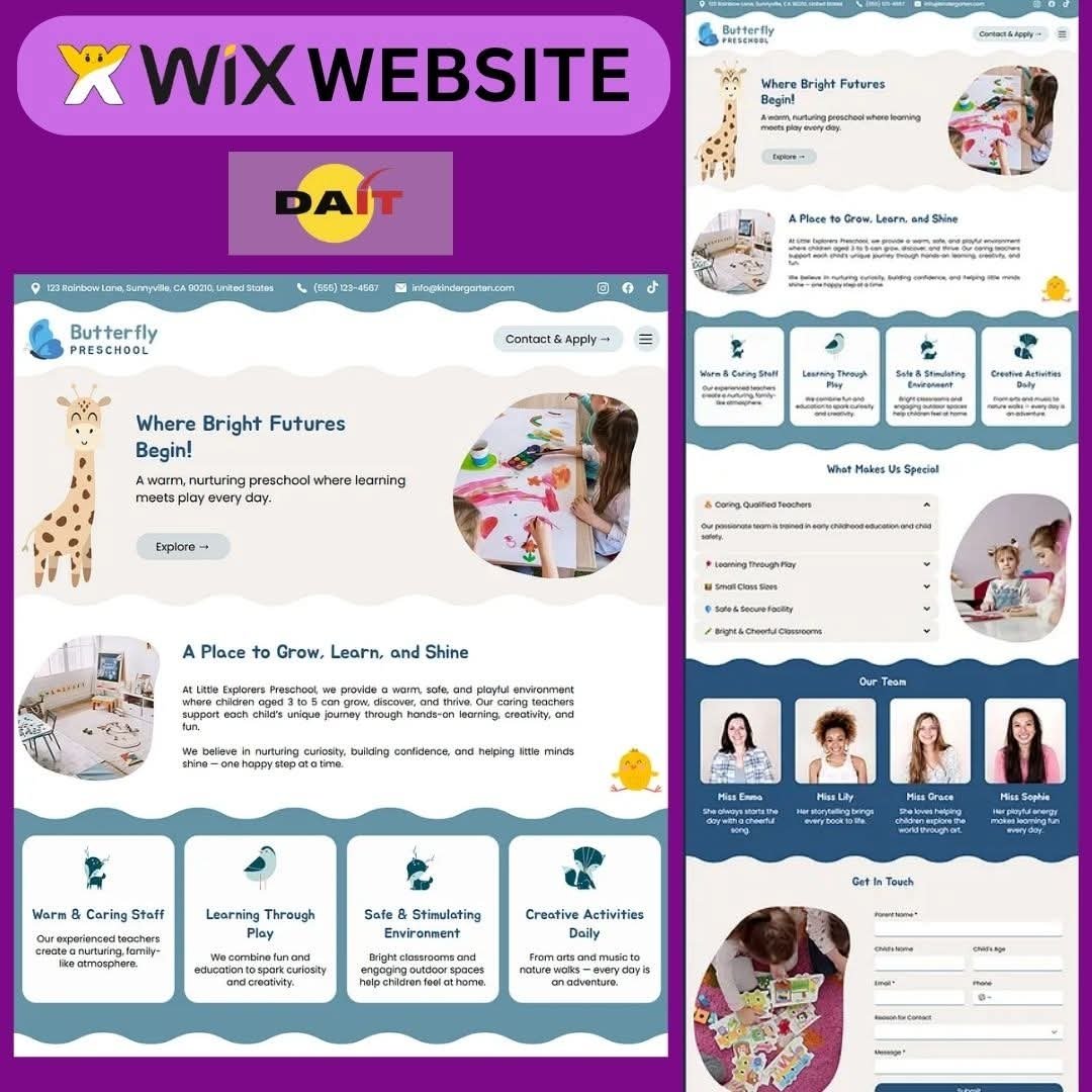 Ataurrahman251's tweet image. 🚀Wix Website for Preschool & Education Brands!
♦️Platform : WIX
✅Clean & Responsive Design
✅Easy to Manage & Update
✅Optimized for Leads & Conversions
📩DM or visit developerataurit.com
👉Hire Me:
🔰fiverr.com/s/8zgwBZo
#wix #webdevelopers #elearningsuccess #sstvi