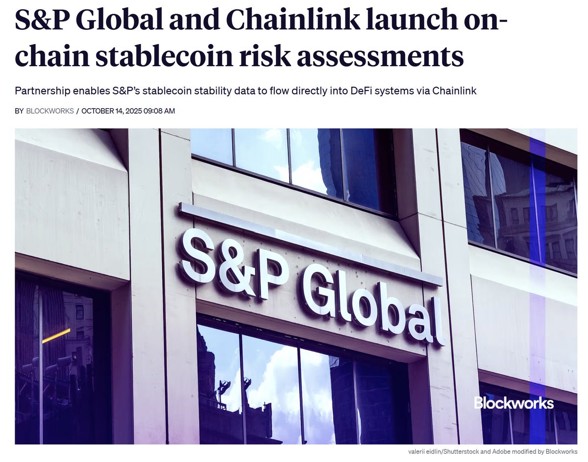 S&amp;P Global Ratings and Chainlink debut on-chain stablecoin stability assessments for DeFi and institutional users