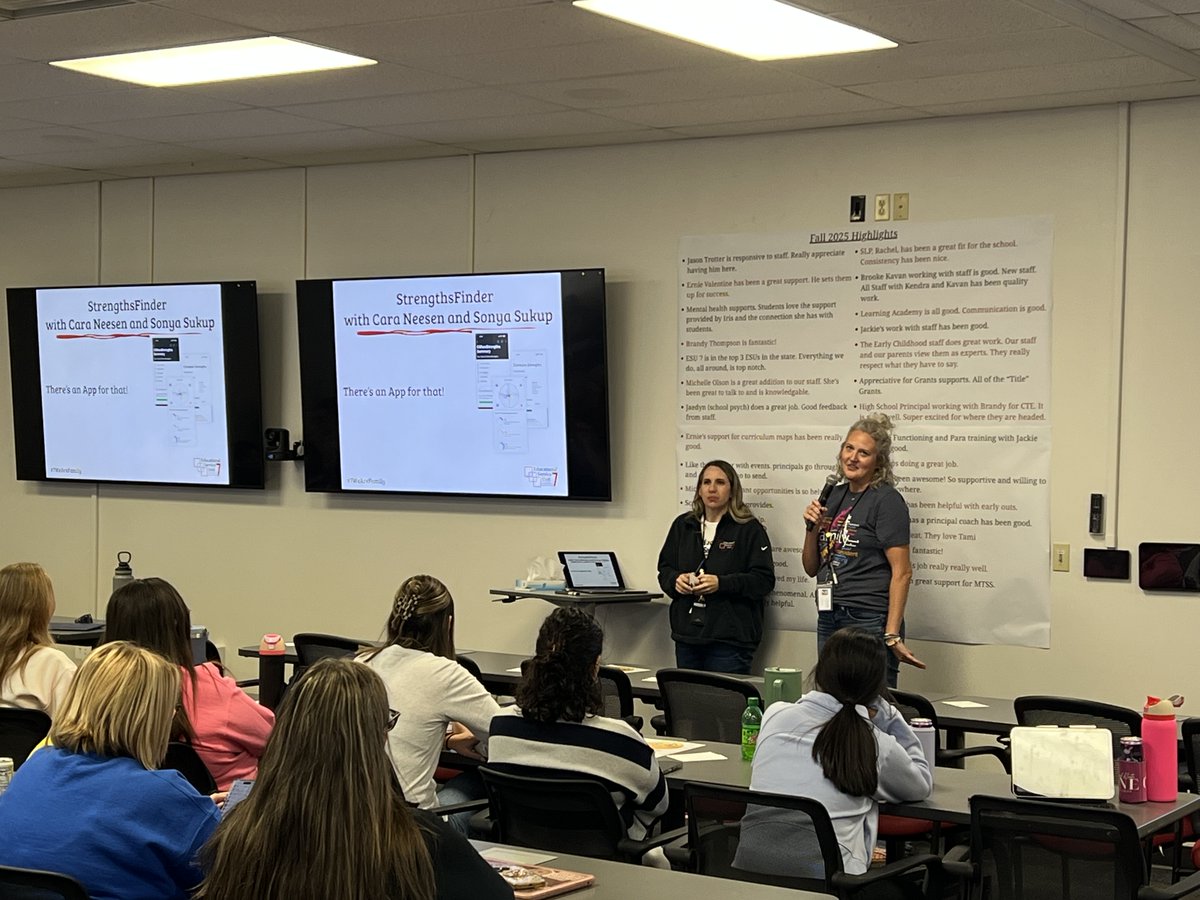 ESU7_NE's tweet photo. On October 10, 2025, ESU 7 staff kicked off the afternoon with a Burger Bash, followed by the All Staff Meeting—full of energy, training and great updates!

#ESU7 #WeAreFamily #StrengthsFinder #StandardResponseProtocol #Training https://t.co/v1MUd6I97s