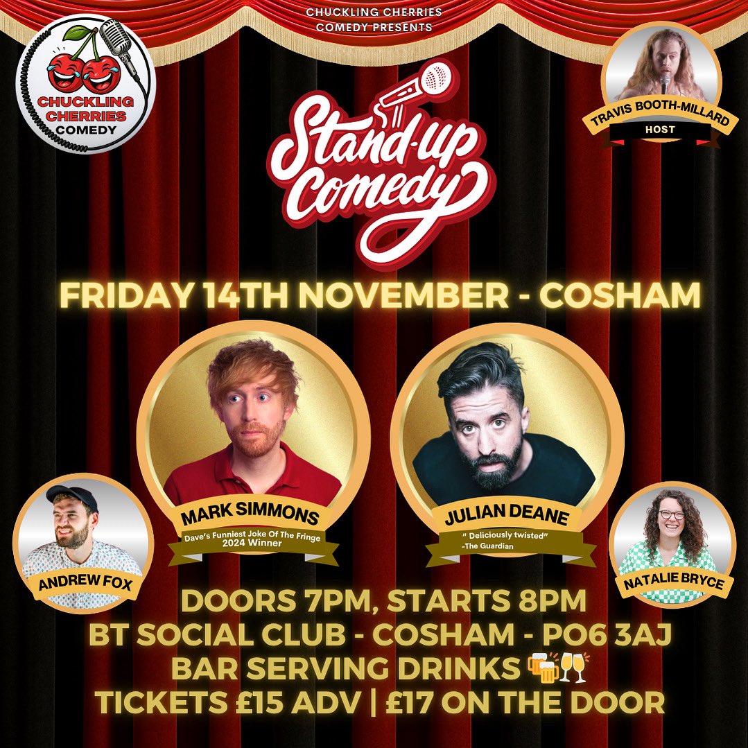 tbmlaughs's tweet photo. Just a month to go before the awesome @JokesWithMark, Julian Deane, Natalie Bryce and Andrew Fox come to Portsmouth 🎭 
Grab your tickets while you still can! 🎟️ 
https://t.co/pxX3degCum https://t.co/29j10vzKiR