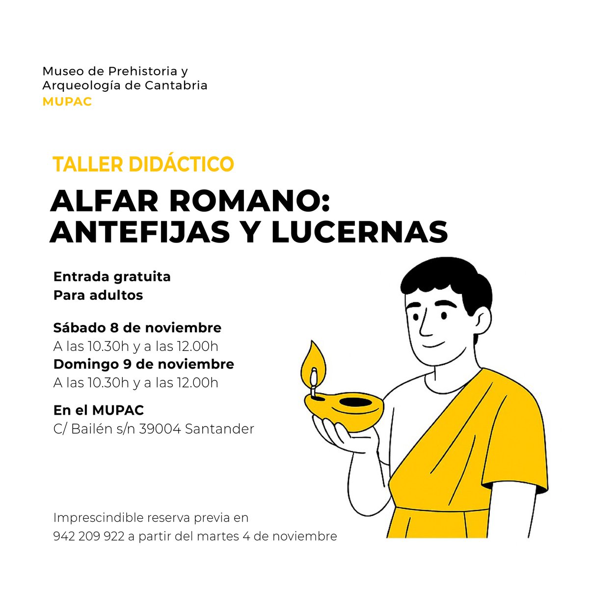 🧐👋 Desde mañana martes  y 👀  ojo, para #adultos en exclusiva, os podéis apuntar al #taller didáctico  que el #MUPAC desarrolla este fin de semana en 4 sesiones sobre la elaboración de la #cerámica en la Antigua #Roma🤨👌

👉PD: el 22 y 23 repetimos, pero ya para los #peques 😉