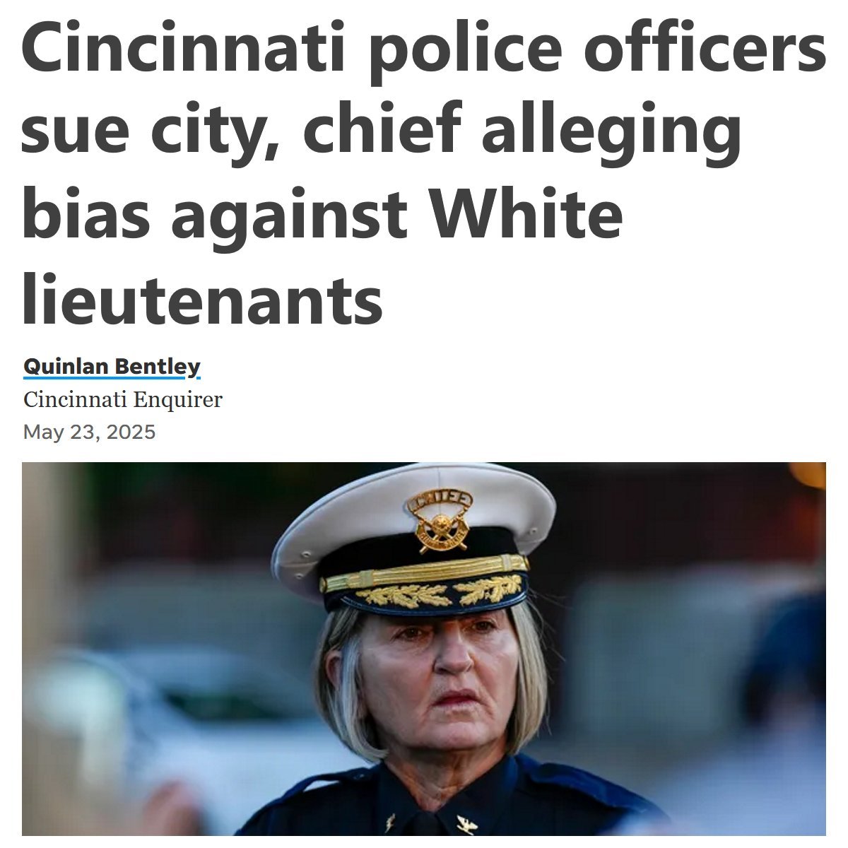 This is the same woman who excoriated the internet for posting video of a Black mob trying to kill a White guy.

She's currently being sued for anti-White discrimination.

She shouldn't be running a school lunch program, never mind the police force of a major city.