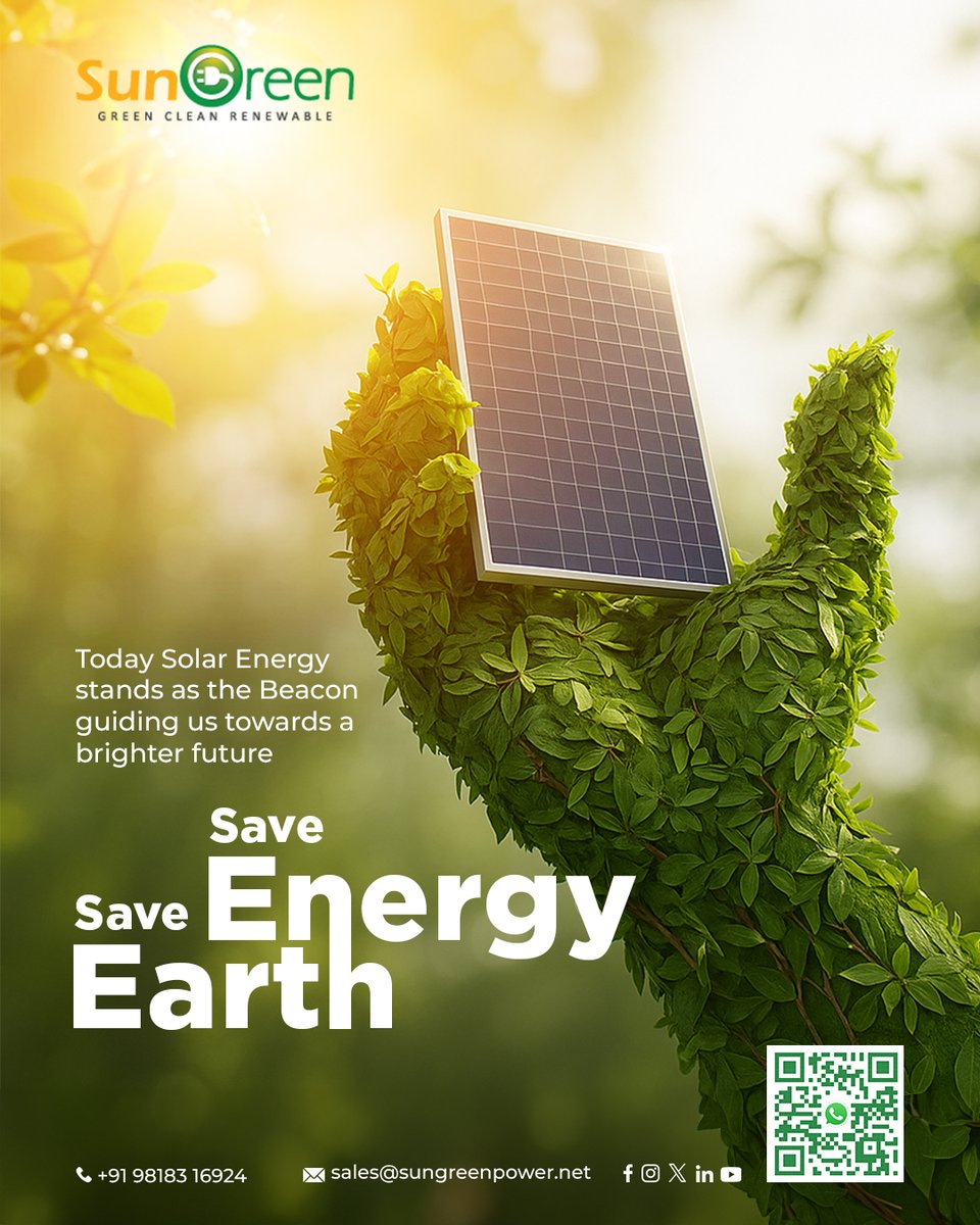 SungreenP's tweet image. Harnessing the power of the sun, we move closer to a cleaner tomorrow. Every ray captured is a step towards conserving resources and protecting our planet for generations to come.

To know more, visit us - sungreenpower.net
Call us at +91 98183 16924

#GreenTechRevolution