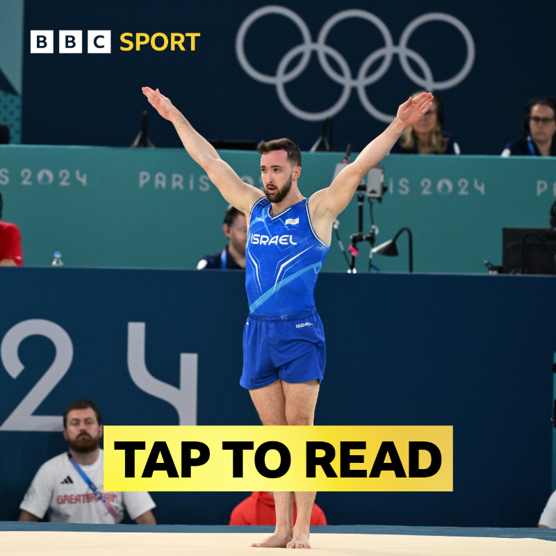 BBCSport's tweet photo. Israeli gymnasts will not compete at next week's World Artistic Gymnastics Championships after hosts Indonesia denied them entry to the country.
World floor champion, Artem Dolgopyat will be unable to defend his title.