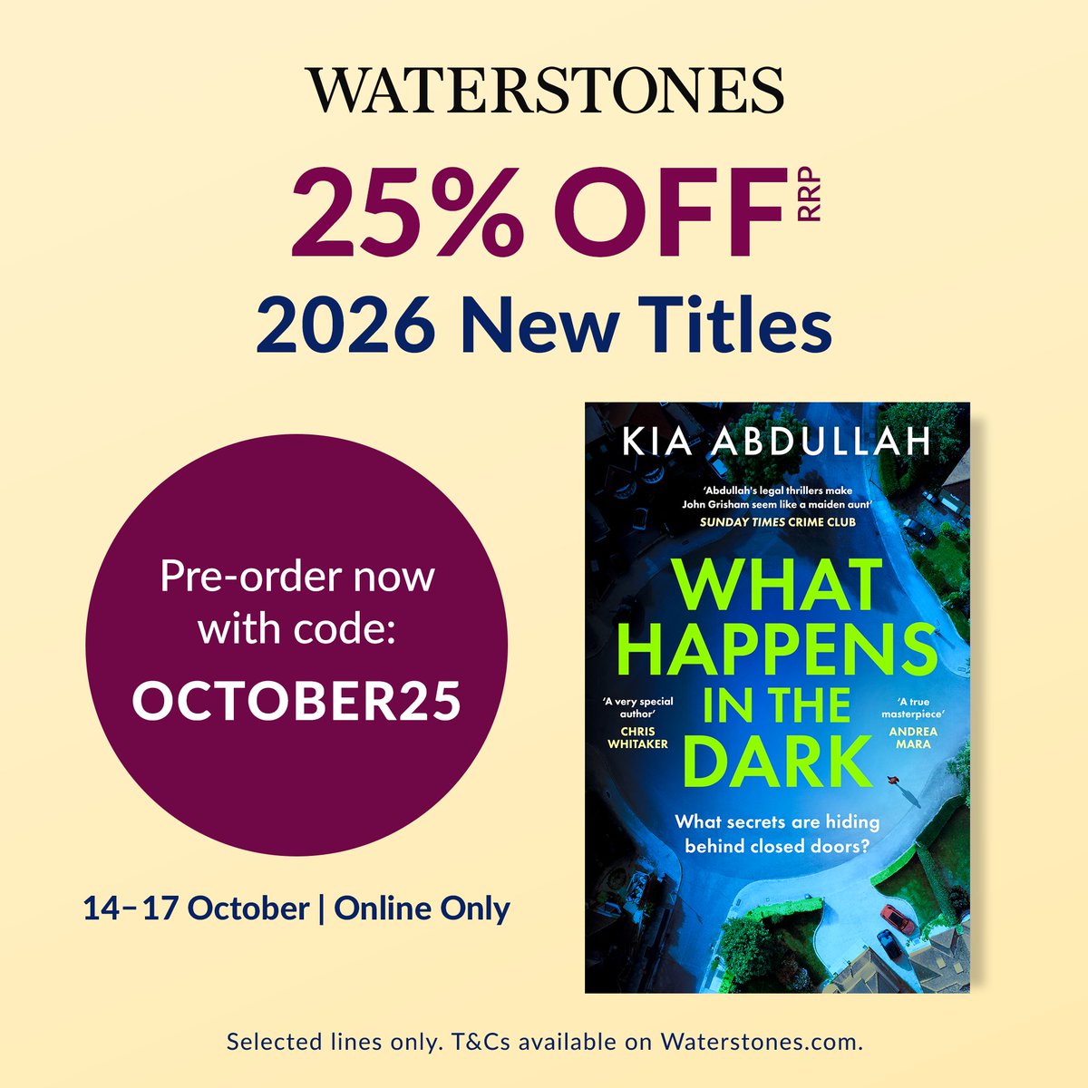 DEAL: <a href="/Waterstones/">Waterstones</a> are offering a 25% discount on paperback pre-orders of What Happens in the Dark. 14th-17th October only! Use OCTOBER25 at checkout.

waterstones.com/book/what-happ…