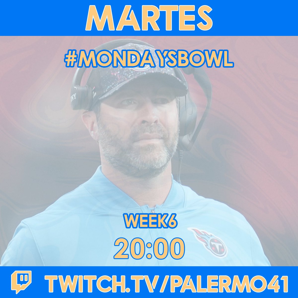 🚨DIRECTO DE HOY🚨

🏈Nuevo <a href="/mondaysbowl/">Mondays Bowl</a> con lo mejor de la Semana 6 de #NFL 

🎙️Tendremos a Lord <a href="/yankeealvaro/">Álvaro Fraile</a> y Mr 5-1 <a href="/numbertwenty/">Marcelo Torres</a> a los mando de la nave.

🏎️Y luego repasamos  las noticias de #F1 en unos cochitos express!!

⏰A las 20:00 en Twitch.tv/Palermo41