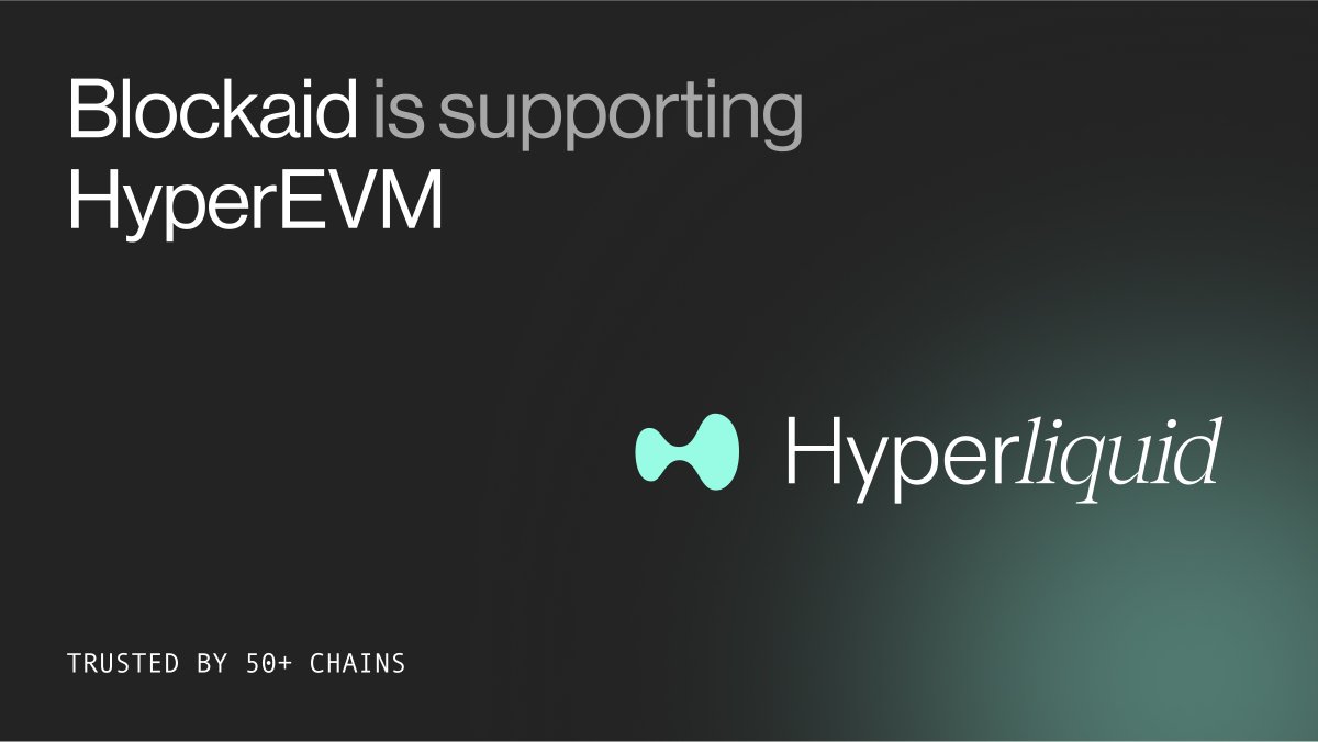 Blockaid (@blockaid_) on Twitter photo .<a href="/HyperliquidX/">Hyperliquid</a> HyperEVM is now supported by Blockaid.
- Real-time transaction simulation and validation
- Token scanning to block scams and impersonators
- Continuous monitoring of chain activity
- Policy enforcement for multisig wallets
With HyperEVM support, Blockaid .<a href="/HyperliquidX/">Hyperliquid</a> HyperEVM is now supported by Blockaid.
- Real-time transaction simulation and validation
- Token scanning to block scams and impersonators
- Continuous monitoring of chain activity
- Policy enforcement for multisig wallets
With HyperEVM support, Blockaid