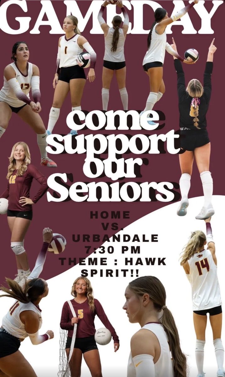 ankstudsection's tweet image. 🏐🏐 SENIOR NIGHT 🏐🏐

THEME: SPIRT OUT 🦅🦅

🆚 URBANDALE 

📍HOME 

⏰ 7:30