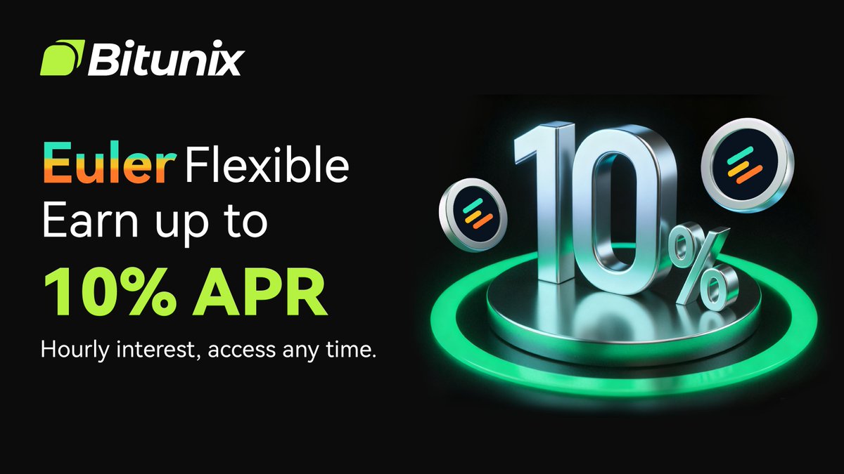 BitunixOfficial's tweet image. 💰 Earn Up to 10% APR with $EUL Flexible!
Grow your assets effortlessly with Bitunix. Enjoy hourly interest, flexible access, and up to 10% APR. 🚀
Start earning today! 👉 bitunix.com/earn/financial…