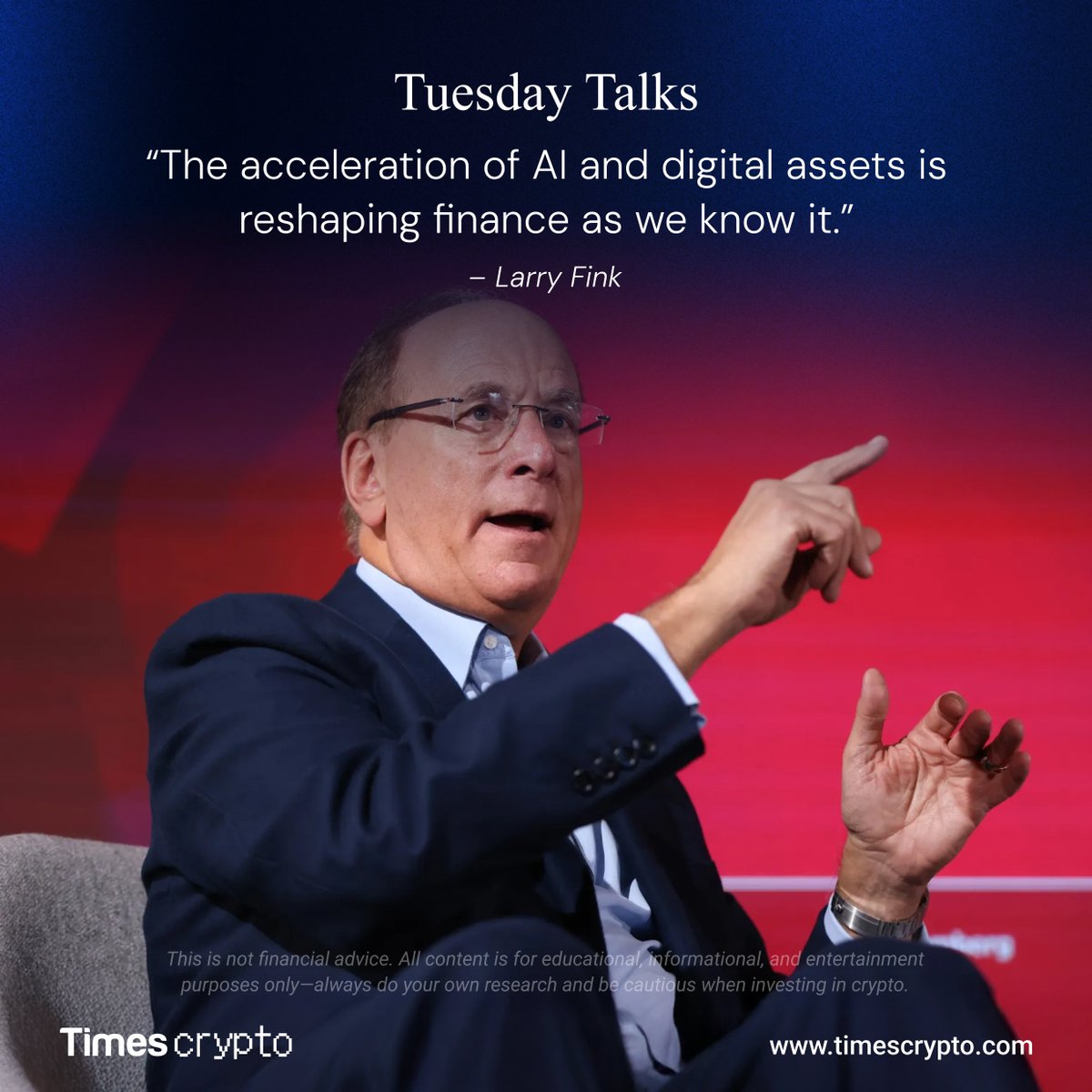 timescryptonews's tweet image. 💬 Tuesday Talks

“The acceleration of AI and digital assets is reshaping finance as we know it.” – Larry Fink

As markets evolve, understanding the intersection of technology and investing has never been more critical. ⚡️📊

More Updates: timescrypto.com
#TuesdayTalks…
