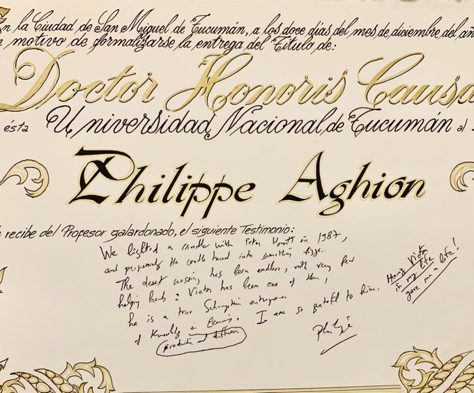 El Dr. Philippe Aghion galardonado con el Premio Nobel de Economía, visitó nuestra Facultad en 2019, brindó el Workshop Recent Advances in Schumpeterian Growth: Theory and Evidence.

Es un honor para nuestra Facultad haber contado con su visita.