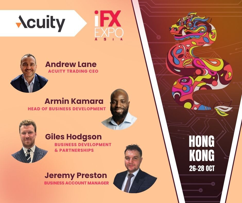 Why Meet Acuity at <a href="/iFXEXPO/">iFX EXPO</a> Asia?

Looking for innovative ways to support your clients, strengthen your product offering, or gain a competitive edge?

🔗 Secure time with our team: hubs.ly/Q03MwLS50
📆 26–28 October | AsiaWorld-Summit (Hall 2), Hong Kong