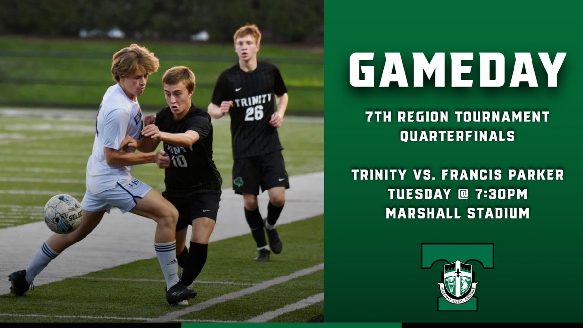 Trinity Soccer. 7th Region Tournament GAMEDAY. 

Gates open -- 6:30pm

Kickoff -- 7:30pm

🎟️ $10 Cash or GoFan - bit.ly/4mYxAnH
10 &amp; under free

💻 bit.ly/4n3bTTo

GO ROCKS! ☘️⚽